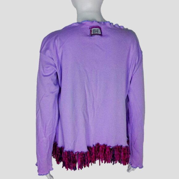 Lavender Fringe Cardigan Long Sleeve Sweater - Picture 2 of 5